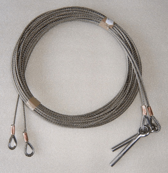 RVS Staalkabelset, 5mm, 9000mm, RVS Schroefoog M10 en RVS Puntkous